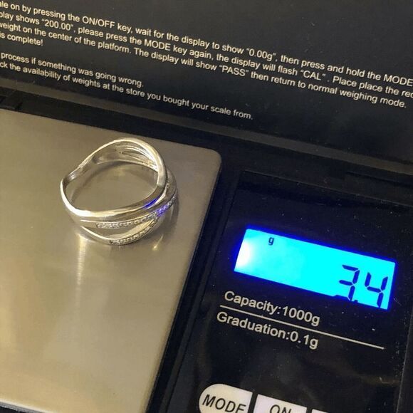 IBB CN 925 Sterling Silver Unique Gemstone Crisscross Design Ring - Size 9 - Picture 6 of 8